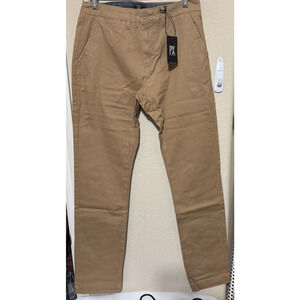 NWT PX Clothing Mens Pants 31x34 Flat Front Chinos Cotton Twill straight Tan